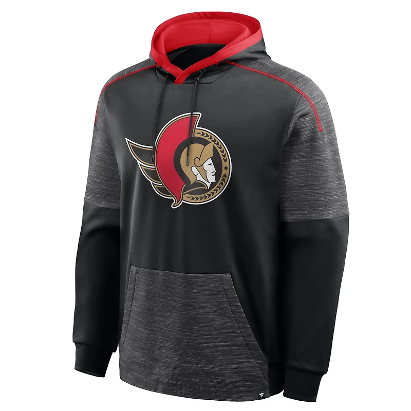 Men's Fanatics Black Ottawa Senators Goaltender Defender Raglan Pullover Hoodie