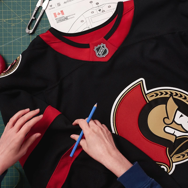 Maillot personnalisé authentique à domicile des Sénateurs d'Ottawa Fanatics pour hommes, noir