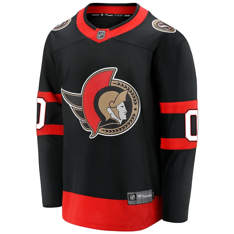 Hommes Fanatics Branded Black Ottawa Senators 2020/21 Domicile - Maillot personnalisé Premier Breakaway