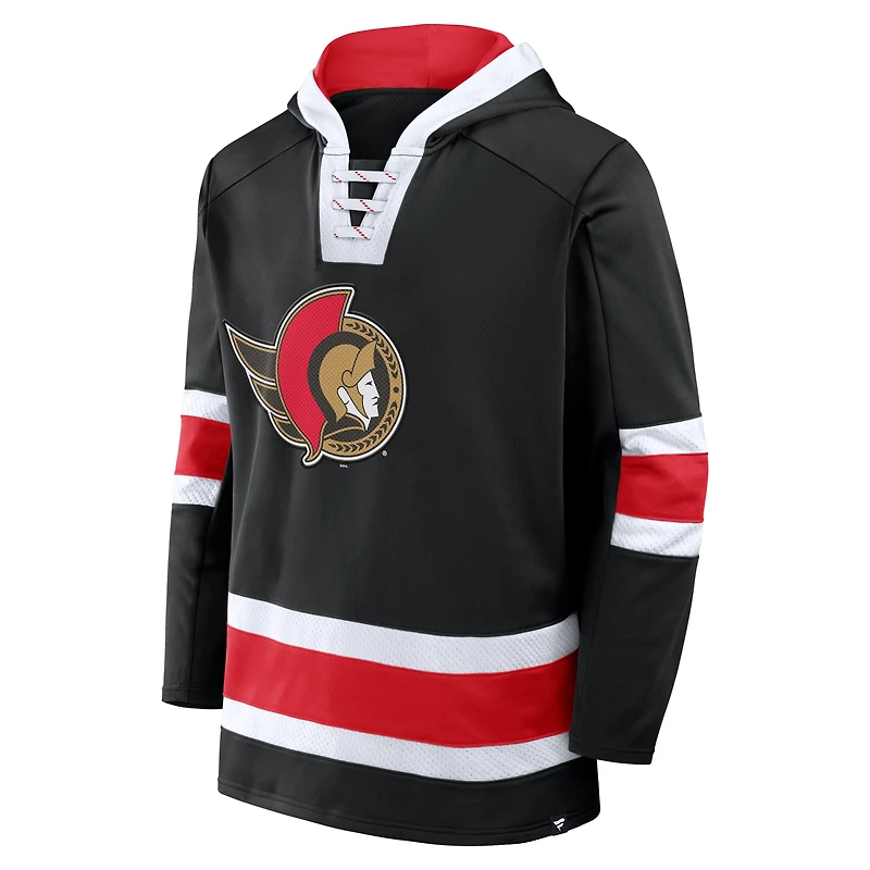 Sweat à capuche en molleton noir Fanatics pour hommes des Sénateurs d'Ottawa Inside Line