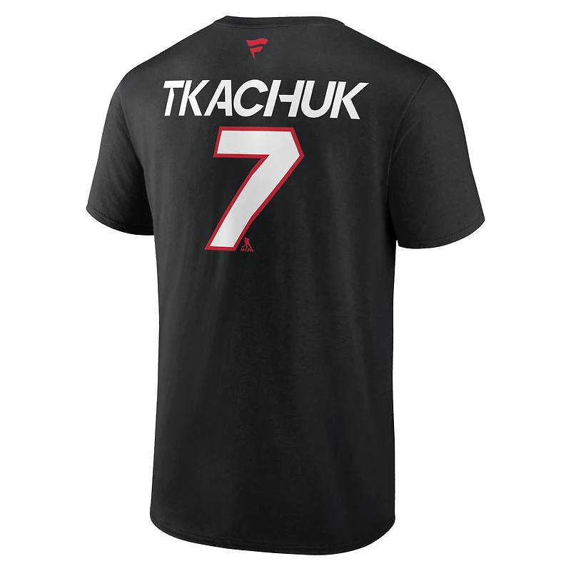 T-shirt avec nom et numéro authentique Pro Prime des Sénateurs d'Ottawa Fanatics Brady Tkachuk pour hommes, noir