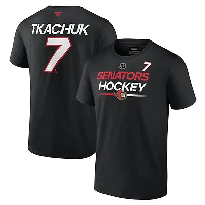 T-shirt avec nom et numéro authentique Pro Prime des Sénateurs d'Ottawa Fanatics Brady Tkachuk pour hommes, noir