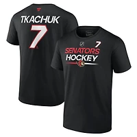 T-shirt avec nom et numéro authentique Pro Prime des Sénateurs d'Ottawa Fanatics Brady Tkachuk pour hommes, noir