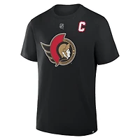 T-shirt Fanatics Brady Tkachuk noir authentique des Sénateurs d'Ottawa avec nom et numéro Stack