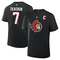T-shirt Fanatics Brady Tkachuk noir authentique des Sénateurs d'Ottawa avec nom et numéro Stack