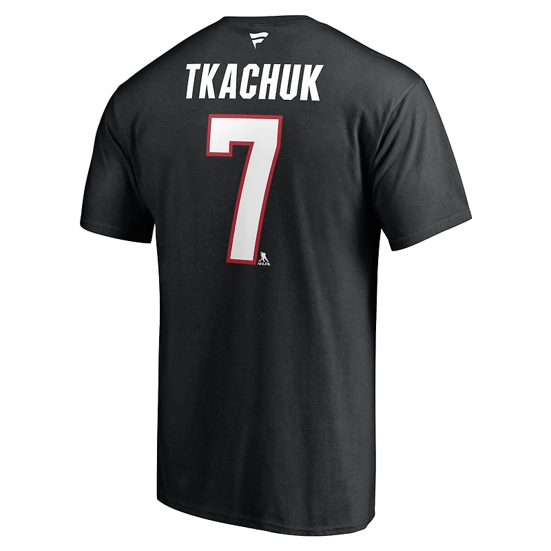 T-shirt noir avec nom et numéro de pile authentique des Sénateurs d'Ottawa Brady Tkachuk Fanatics pour hommes