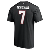 T-shirt noir avec nom et numéro de pile authentique des Sénateurs d'Ottawa Brady Tkachuk Fanatics pour hommes