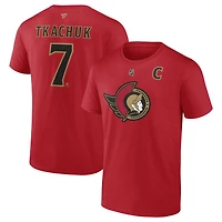 Men's Fanatics Brady Tkachuk Red Ottawa Senators Captain's Patch Authentic Stack Name & Number T-Shirt