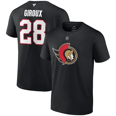 Fanatics pour hommes Claude Giroux Noir Sénateurs d'Ottawa Authentic Stack Name & Number - T-shirt