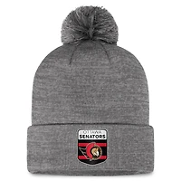 Men's Fanatics  Gray Ottawa Senators Authentic Pro Home Ice Cuffed Knit Hat with Pom