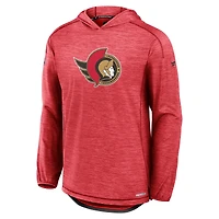 Men's Fanatics Heather Red Ottawa Senators Authentic Pro Rink Pullover Hoodie