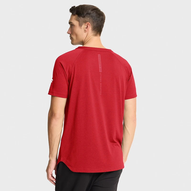 Men's Fanatics Heather Red Ottawa Senators Authentic Pro Rink Raglan Performance T-Shirt