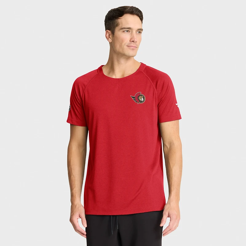 T-shirt de performance authentique Pro Rink Raglan Fanatics pour homme, rouge chiné, des Sénateurs d'Ottawa