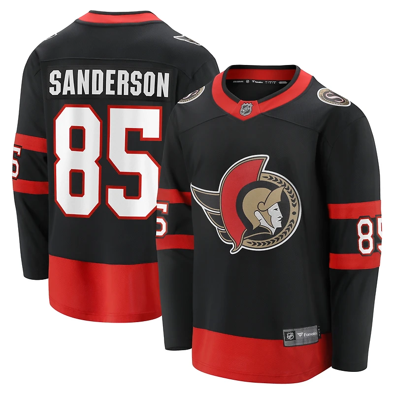 Maillot domicile noir Jake Sanderson des Sénateurs d'Ottawa pour hommes (modèle Breakaway) de Fanatics