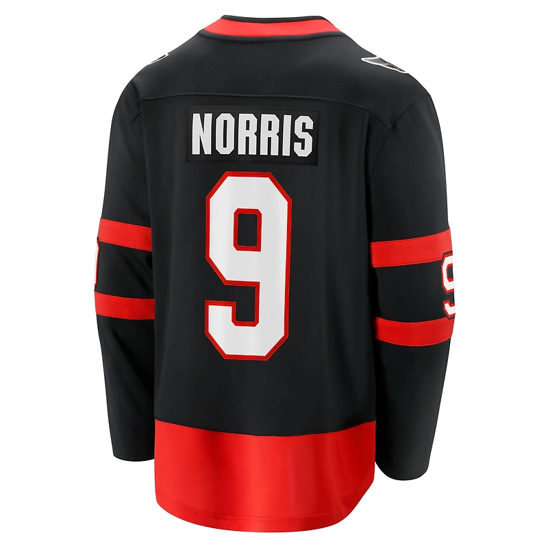 Maillot d'échappée à domicile des Sénateurs d'Ottawa noir Josh Norris Fanatics pour hommes
