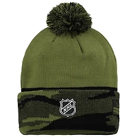 Bonnet en tricot à revers et pompon pour hommes Fanatics, couleur olive, hommage aux militaires des Sénateurs d'Ottawa