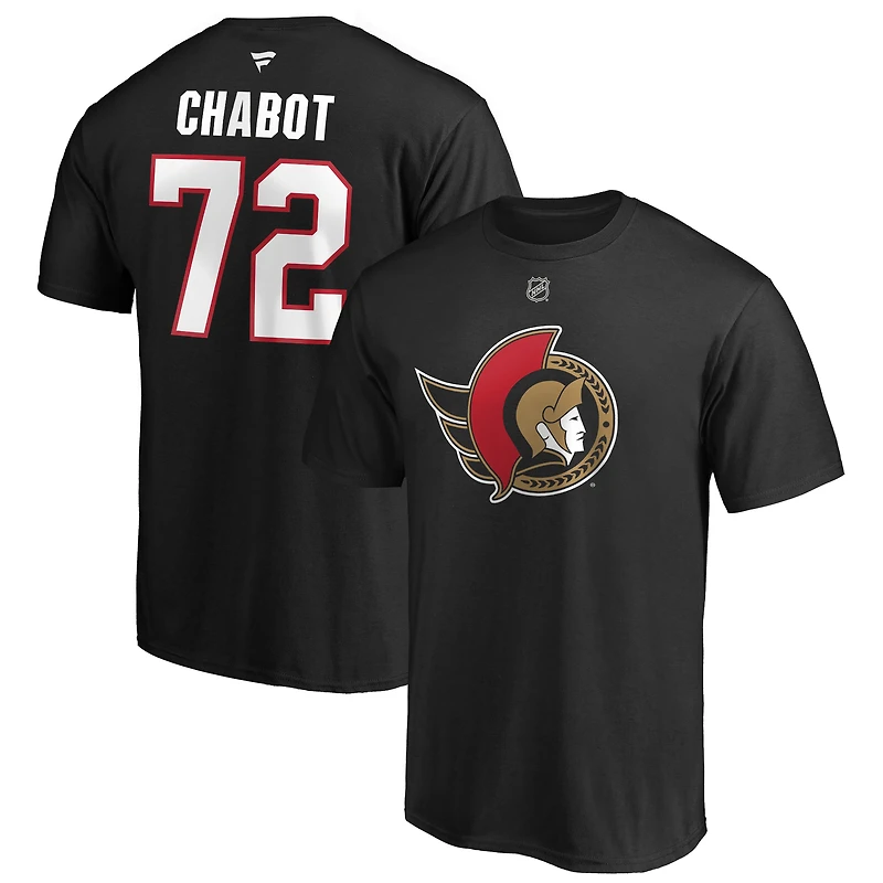 Fanatiques masculins de marque Thomas Chabot Rouge Logo des Sénateurs d'Ottawa Nom et numéro authentiques la pile - T-shirt