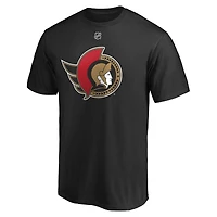 Fanatiques pour hommes de marque Thomas Chabot Noir Logo des Sénateurs d'Ottawa Nom et numéro authentiques la pile - T-shirt