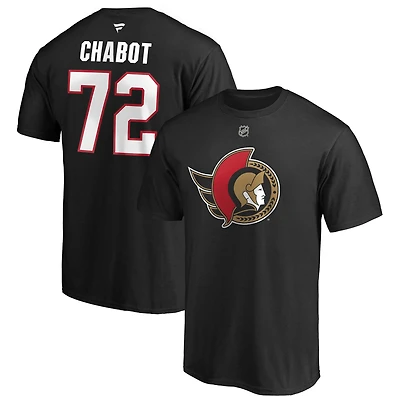 Fanatiques masculins de marque Thomas Chabot Rouge Logo des Sénateurs d'Ottawa Nom et numéro authentiques la pile - T-shirt