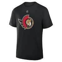 T-shirt noir authentique avec nom et numéro Stack des Sénateurs d'Ottawa de Tim Stützle pour hommes