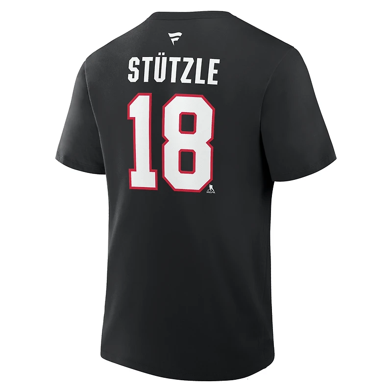 Men's Fanatics Tim Stützle Black Ottawa Senators Authentic Stack Name & Number T-Shirt