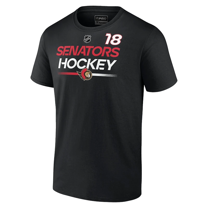 Men's Fanatics Tim Stutzle Black Ottawa Senators Authentic Pro Prime Name & Number T-Shirt
