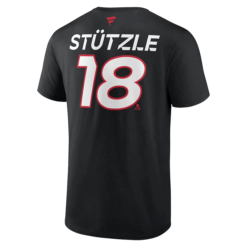 Men's Fanatics Tim Stutzle Black Ottawa Senators Authentic Pro Prime Name & Number T-Shirt