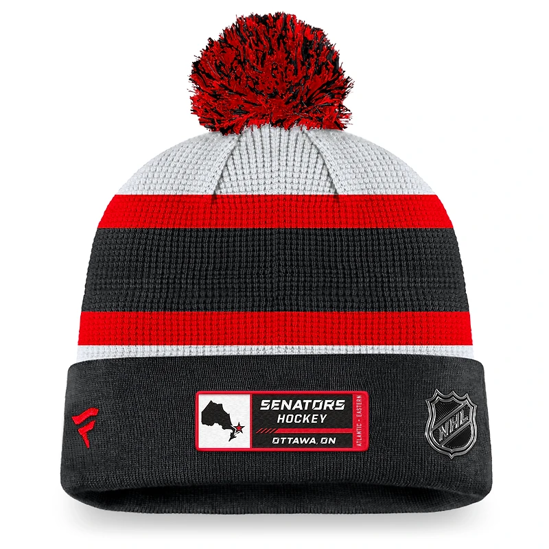 FBC SNATRS BLANC BLAC NHL FB 21 AUTHENTIC PRO DRAFT CUFFED POM KNIT CAN HATMENPOM