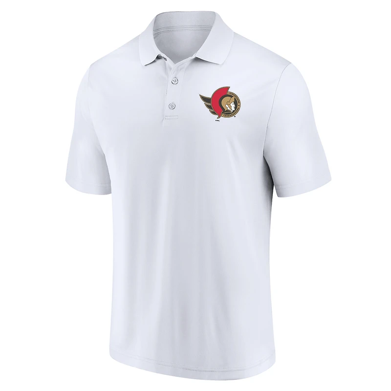 Ensemble polo Fanatics pour hommes, blanc/noir, Sénateurs d'Ottawa