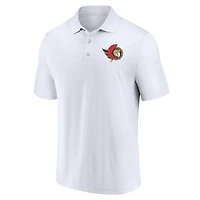 Ensemble polo Fanatics pour hommes, blanc/noir, Sénateurs d'Ottawa