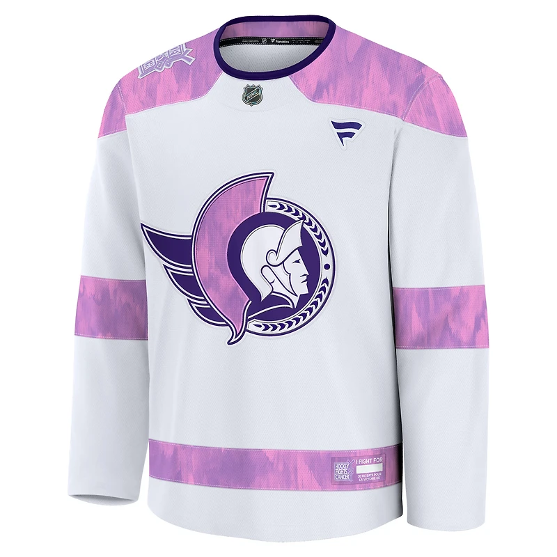 Men's Fanatics White Ottawa Senators Hockey Fights Cancer Practice Jersey