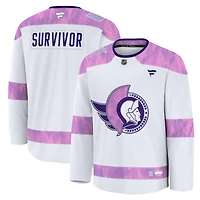 Men's Fanatics White Ottawa Senators Hockey Fights Cancer Survivor Practice Jersey