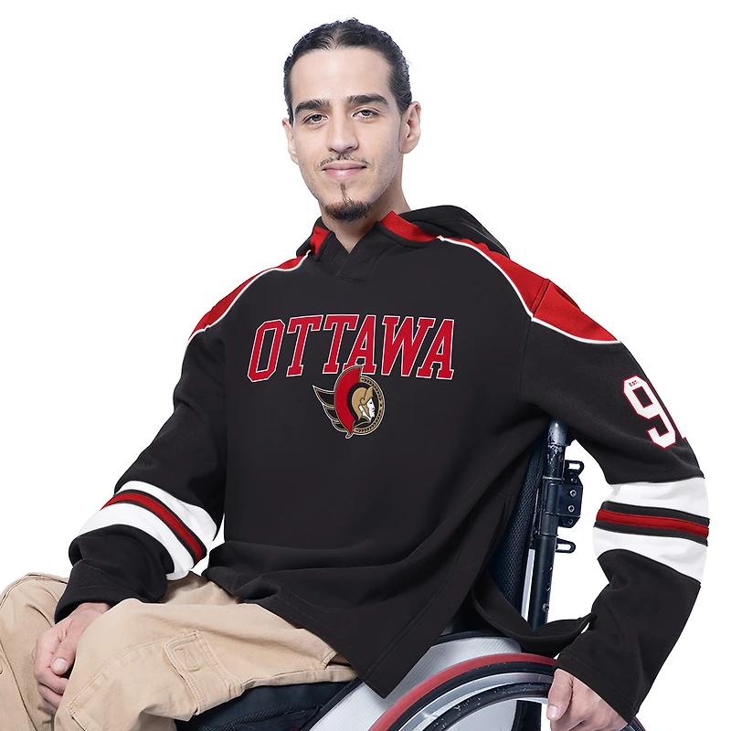 Men's G-III Sports by Carl Banks Black Ottawa Senators Adaptive Wear Lord Stanley Hooded Long Sleeve Sweatshirt