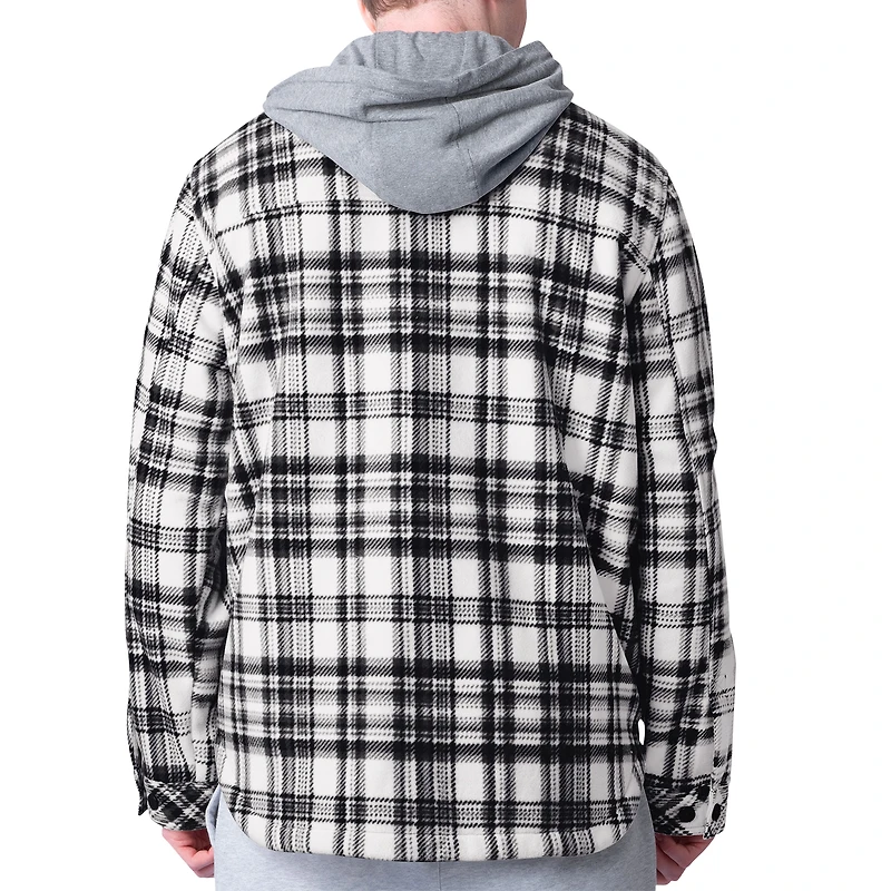 Men's G-III Sports by Carl Banks Black Ottawa Senators Pickoff Plaid Fleece Shirt Jacket Hoodie