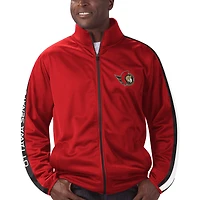 Veste de survêtement zippée intégrale G-III Sports par Carl Banks rouge Ottawa Senators Playmaker pour homme