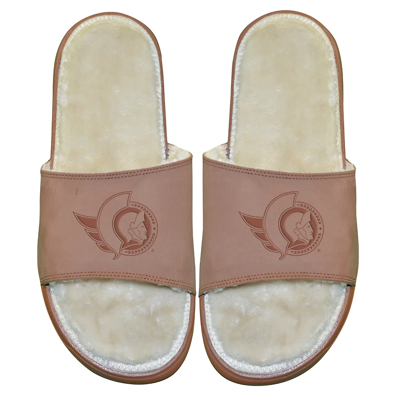 Men's ISlide Ottawa Senators Nubuck Fur Primary Logo Sandals