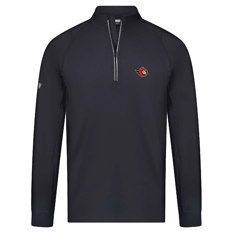 Men's Levelwear Black Ottawa Senators Theory Insignia Core Raglan Quarter-Zip Pullover Top