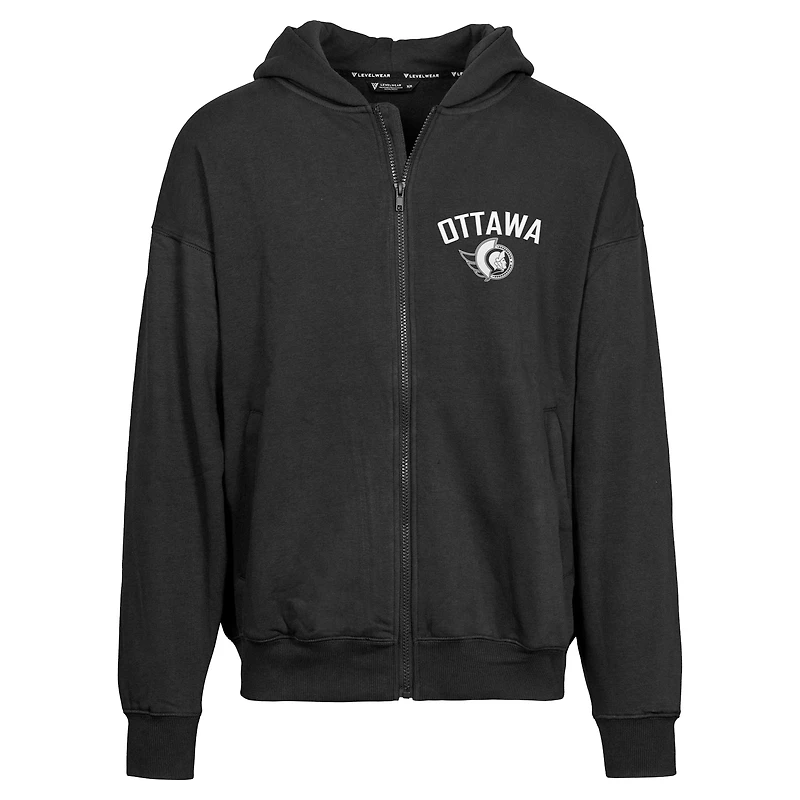 Men's Levelwear  Black Ottawa Senators Uphill City Capsule Full-Zip Hoodie