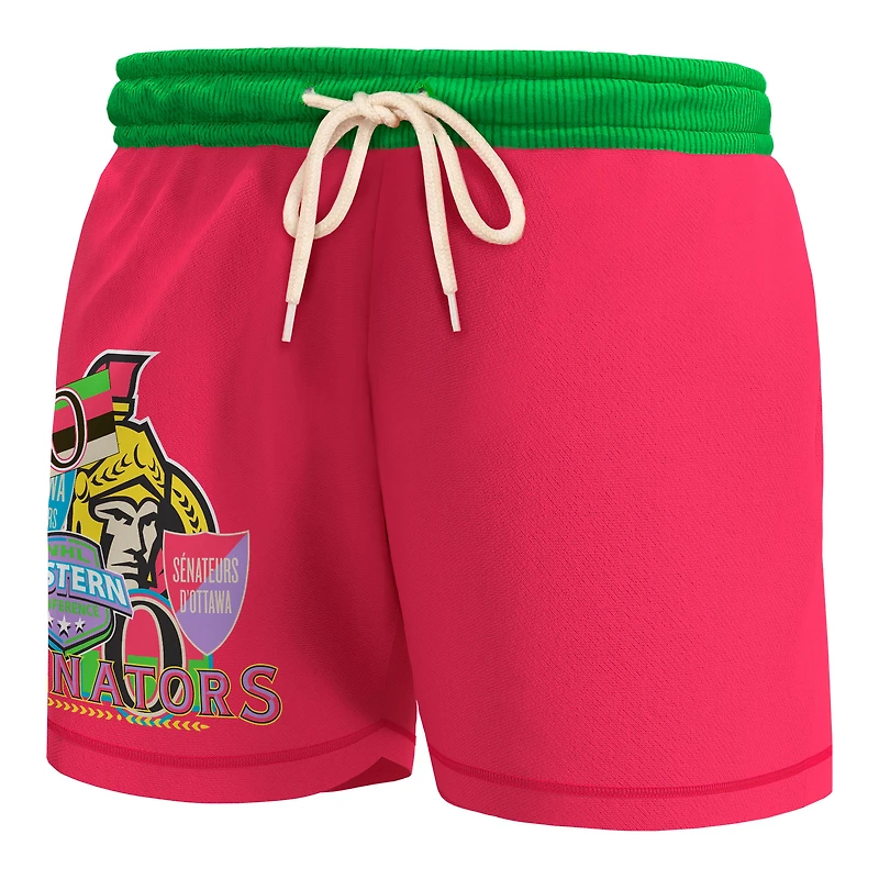 Short Mitchell & Ness rose pour homme, modèle Party Mix des Sénateurs d'Ottawa
