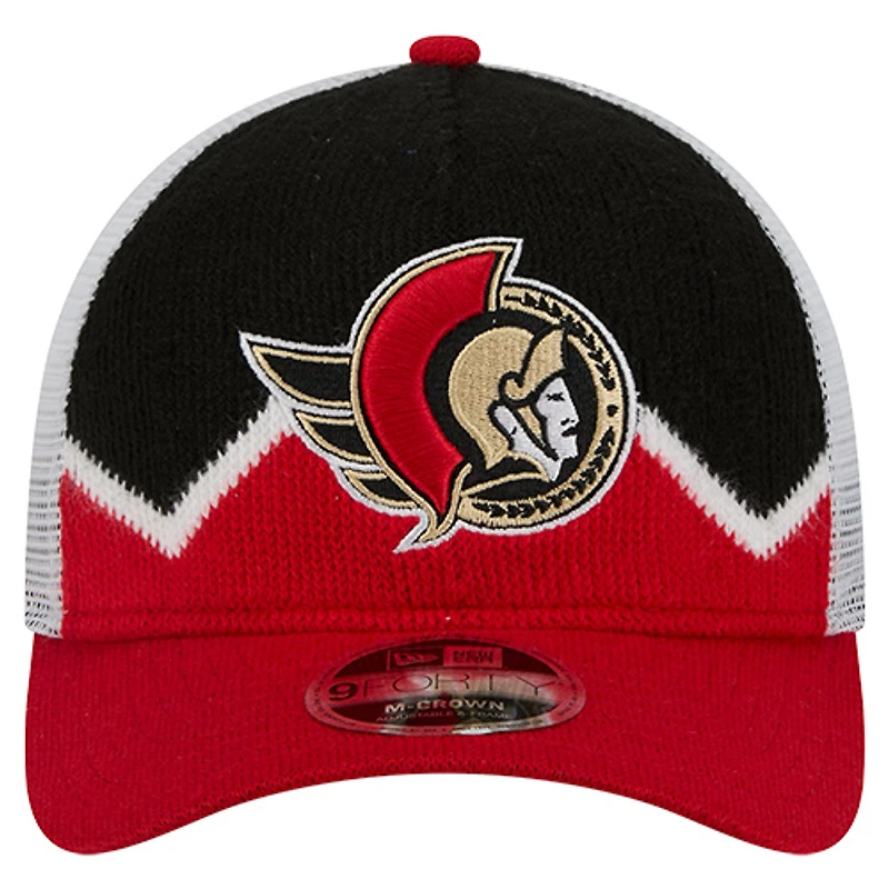 Men's New Era Black/Red Ottawa Senators Sock 9FORTY M-Crown A-Frame Adjustable Hat