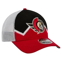 Casquette ajustable New Era noire/rouge Ottawa Senators 9FORTY M-Crown A-Frame pour homme