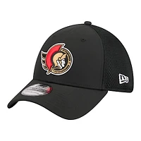 Casquette New Era Flex noire pour homme avec logo des Sénateurs d'Ottawa (modèle 39THIRTY).