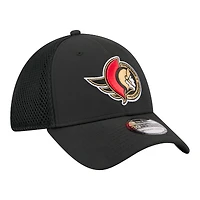 Men's New Era  Black Ottawa Senators Logo 39THIRTY Flex Hat