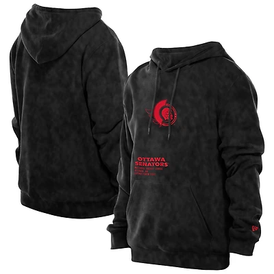 Men's New Era Black Ottawa Senators Mineral Wash Pullover Hoodie