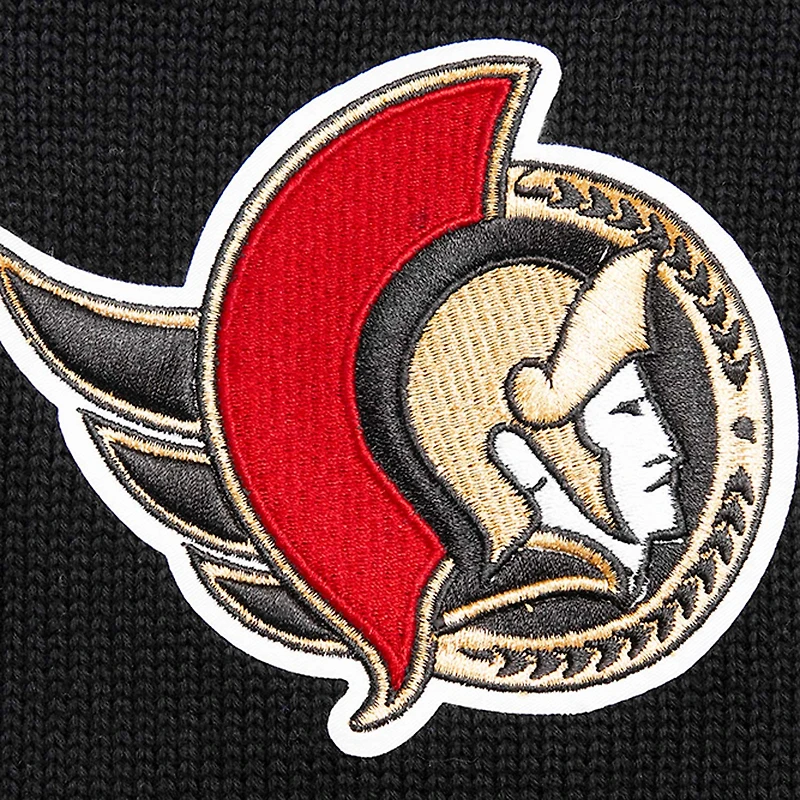 Men's Pro Standard Black Ottawa Senators Pullover Sweater & Cuffed Knit Hat Box Gift Set