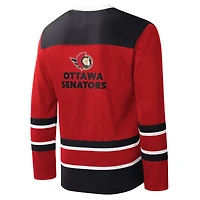 Men's Starter Red Ottawa Senators Cross-Check V-Neck - Long Sleeve T-Shirt