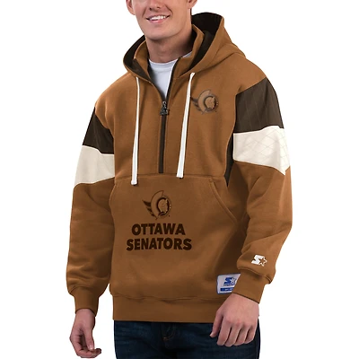 Sweat à capuche demi-zippé Starter Tan des Sénateurs d'Ottawa pour hommes