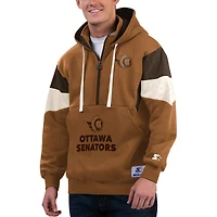 Sweat à capuche demi-zippé Starter Tan des Sénateurs d'Ottawa pour hommes