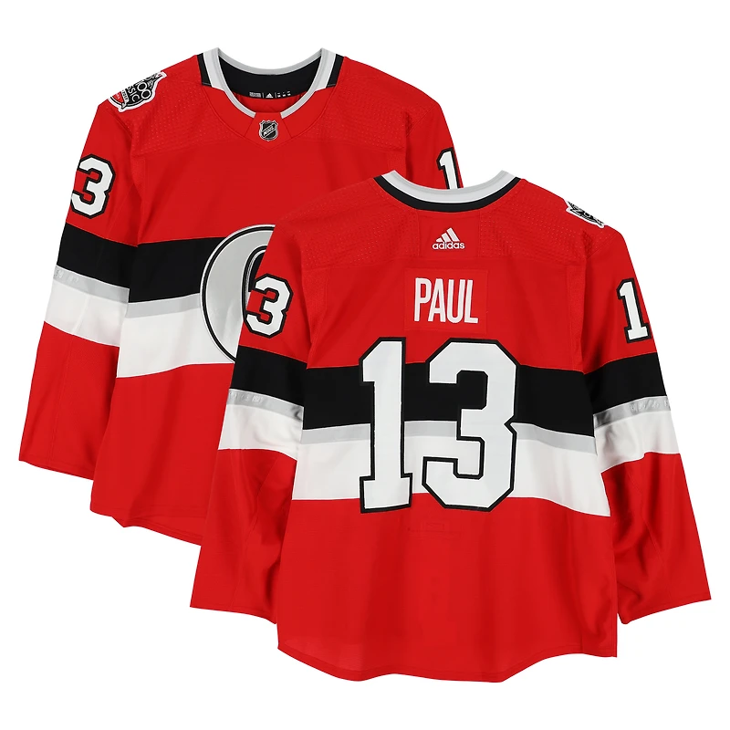 Nick Paul Ottawa Senators Player-Issued #13 Red adidas Jersey vs. Montreal Canadiens on December 16, 2017 - NHL100 Classic