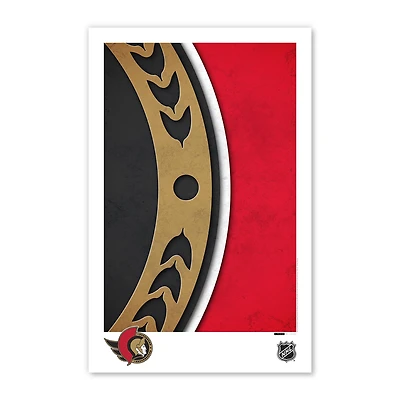 Affiche minimaliste avec logo des Sénateurs d'Ottawa 11" x 17"